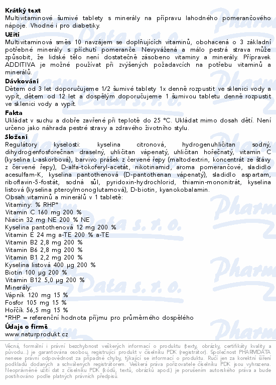 Additiva Multivitamin+mineral Orange šum.tbl.20