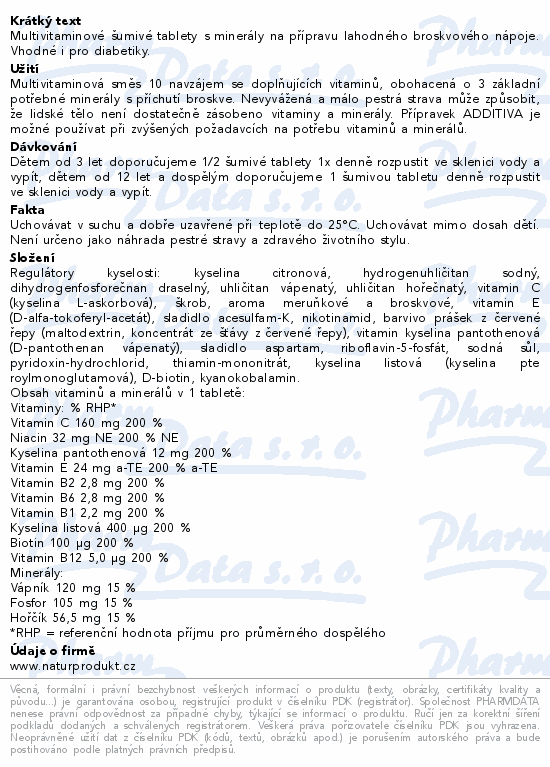 Additiva Multivitamin+mineral Broskev šum.tbl.20