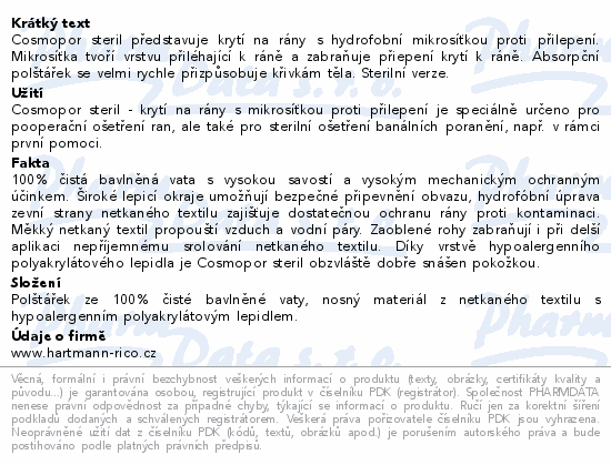 Hartmann Cosmopor náplast sterilní 15x8cm 25ks