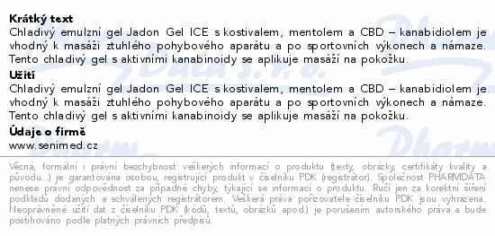 Jadon GEL ICE chladivý gel s kostivalem a CBD 50g