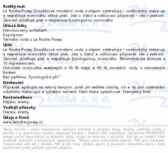 LA ROCHE-POSAY dvoufázová micelární voda 400ml