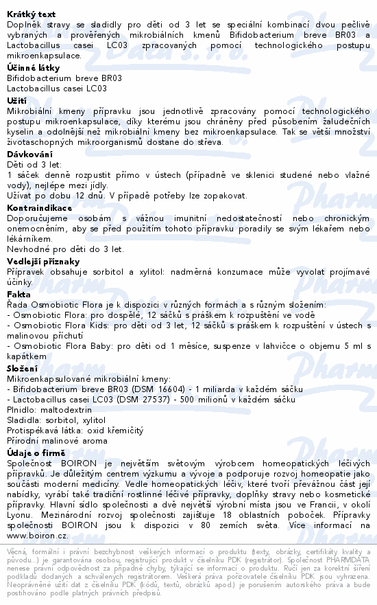 Osmobiotic Flora Kids malinová příchuť 12x1.6g
