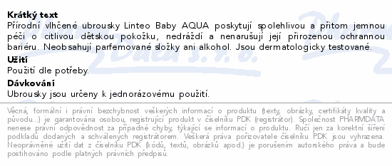 Linteo Baby Vlhčené ubrousky AQUA 48ks