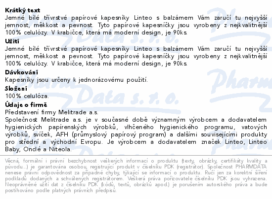 Linteo Papírové kapes.s balzámem box 3vrtsvé 90ks