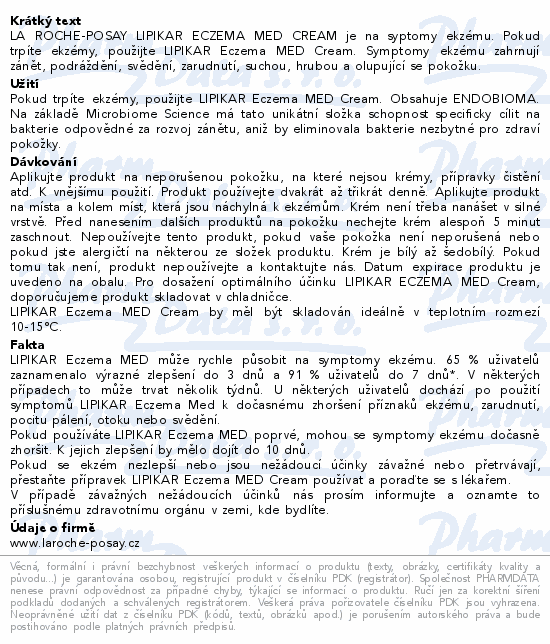 LA ROCHE-POSAY LIPIKAR Eczema Med krém 30ml