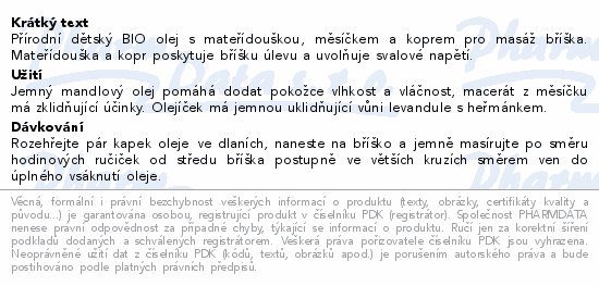 LEROS Dětský olej klidné bříško 60ml