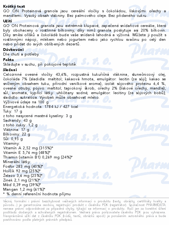 GO ON Proteinová granola čokoláda&ořechy 300g