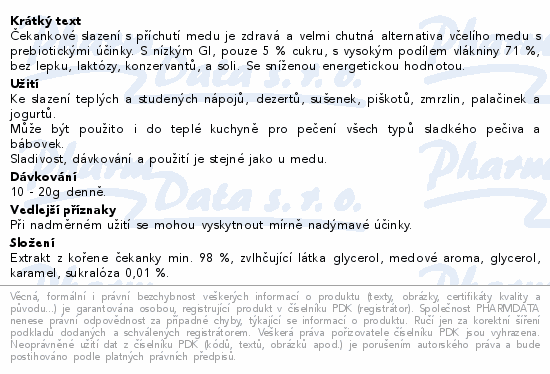 4Slim Čekankové slazení s příchutí medu 350g