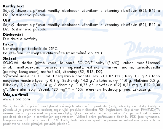 Alpro Sójový dezert vanilka 125g