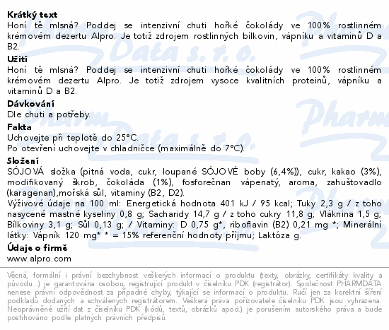 Alpro Sójový dezert hořká čokoláda 125g
