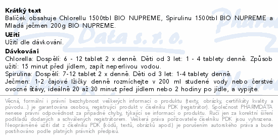 Balíček Zelené trio BIO NUPREME