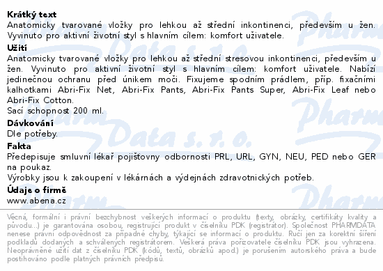 Inkont.vložky Abena Light Mini Plus 1A. 16ks