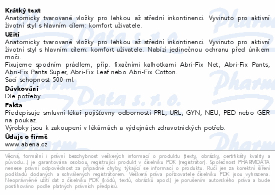 Inkont.vložky Abena Light Extra 3. 10ks