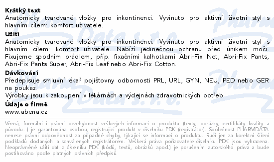 Inkont.vložky Abena Light Maxi 4A. 8ks