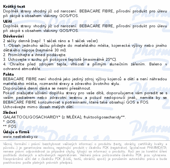 BEBACARE FIBRE GOS/FOS VLÁKNINA 20x2.2g