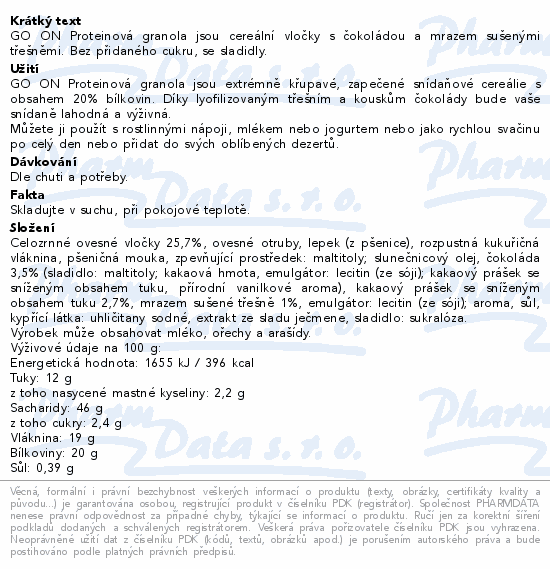 GO ON Proteinová granola brownie&viseň 300g