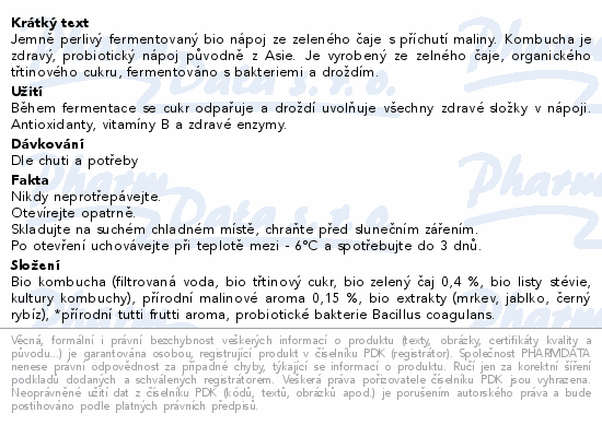 The Gutsy Captain Kombucha malina BIO 400ml