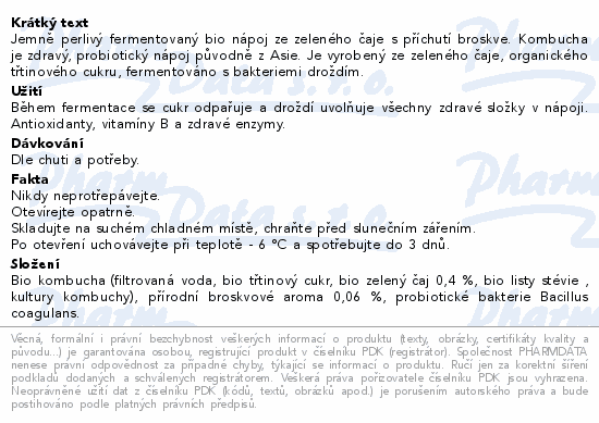 The Gutsy Captain Kombucha broskev BIO 400ml