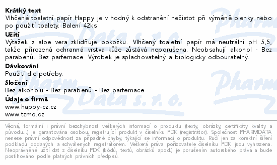 Happy vlhčený toaletní papír aloe 42ks