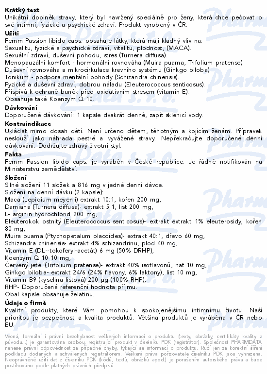 Femm passion libido caps. cps.60