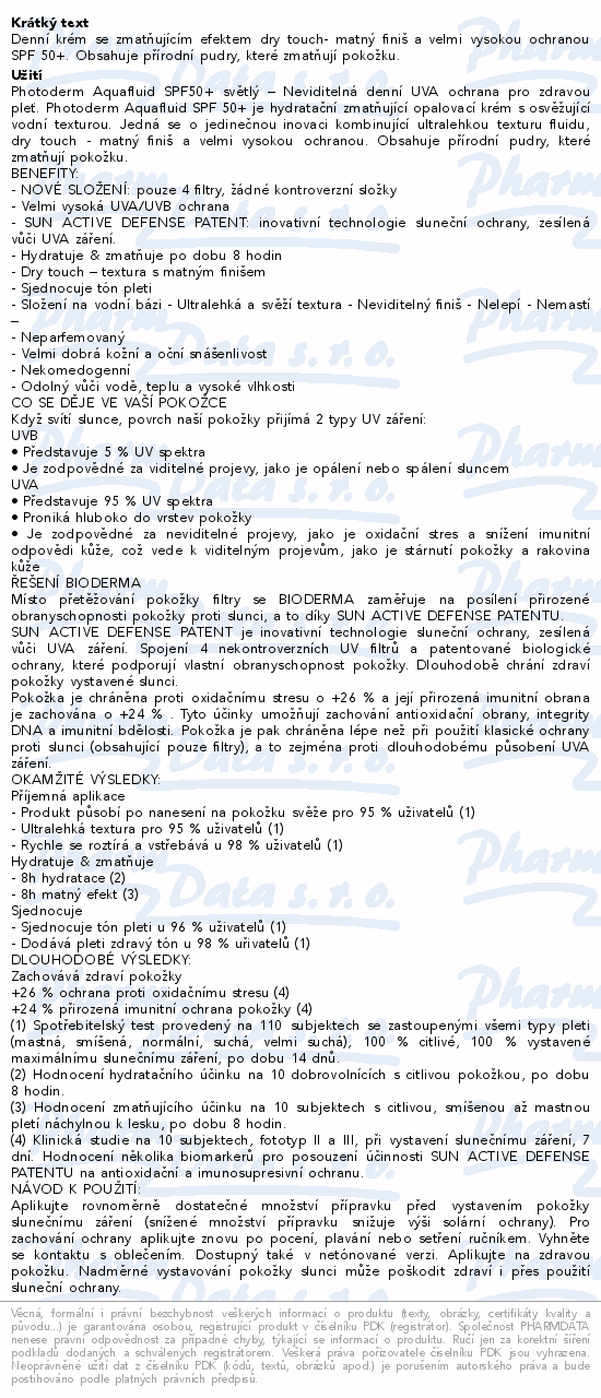 BIODERMA Photoderm Aquafluid světlý SPF50+ 40ml