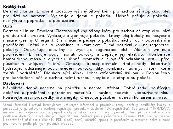 DERMEDIC Linum Emolient CICATOPY tělový krém 225ml