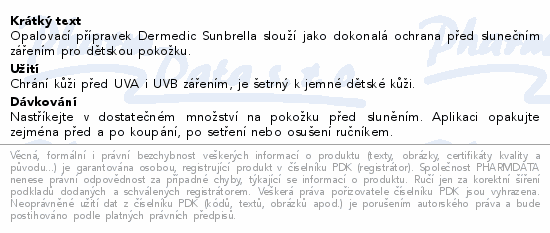 DERMEDIC Sunbrella Baby SPF 50+ Opal.mléko 150ml