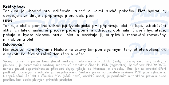 DERMEDIC Hydrain3 hydr.tonik.velmi such.pleť 200ml