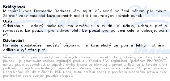 DERMEDIC Redness micelární voda Calm 500ml