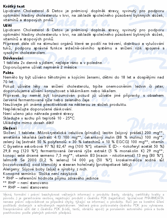 Annabis Lipidcann Cholesterol&Detox tbl.60