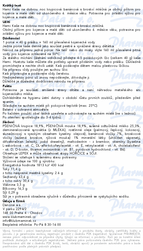 Hami Ml.kaše na dobrou noc krup.ban.bros.210g 6m+