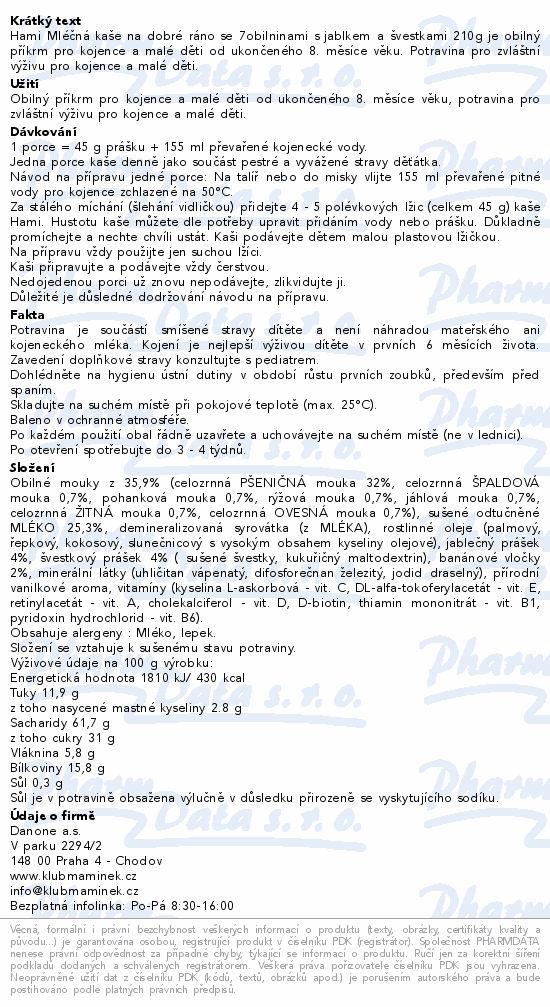 Hami Ml.kaše na dobr.ráno 7obil.jab.švest.210g 8m+