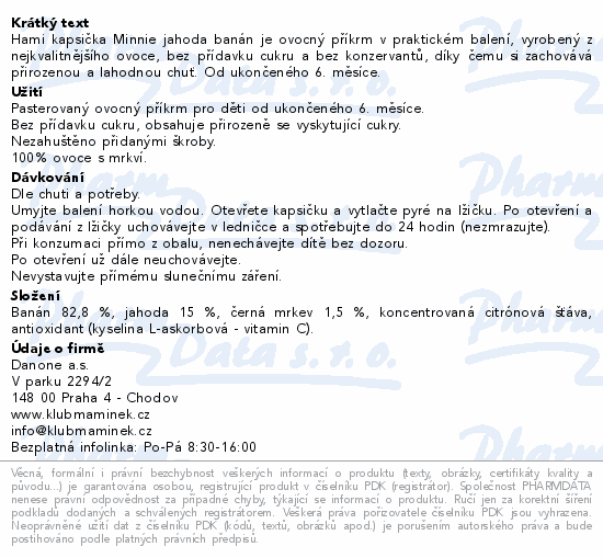 Hami Minnie jahoda a banán kapsička 110g 6m+