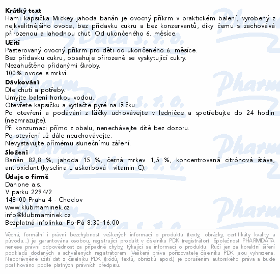 Hami Mickey jahoda a banán kapsička 110g 6m+