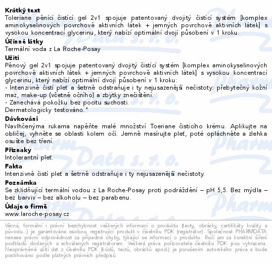 LA ROCHE-POSAY TOLERIANE pěnící čisticí gel 400ml