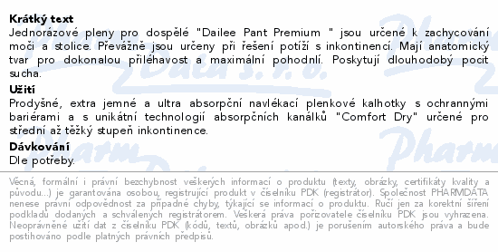 Dailee Pant Premium inkont.kalhotky Normal M 15ks