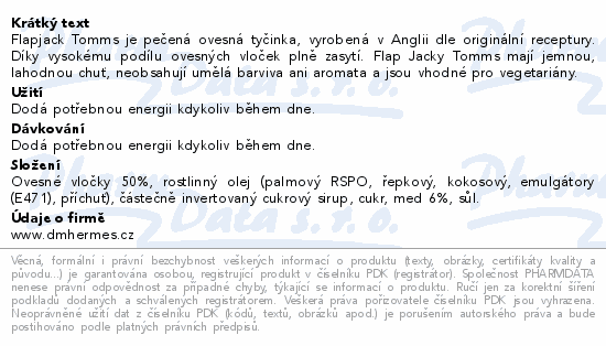 Tomms Flapjack honey 100g