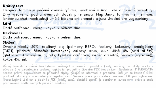Tomms Flapjack cherry&coconut 100g