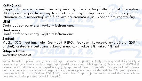 Tomms Flapjack coconut&cocoa 100g