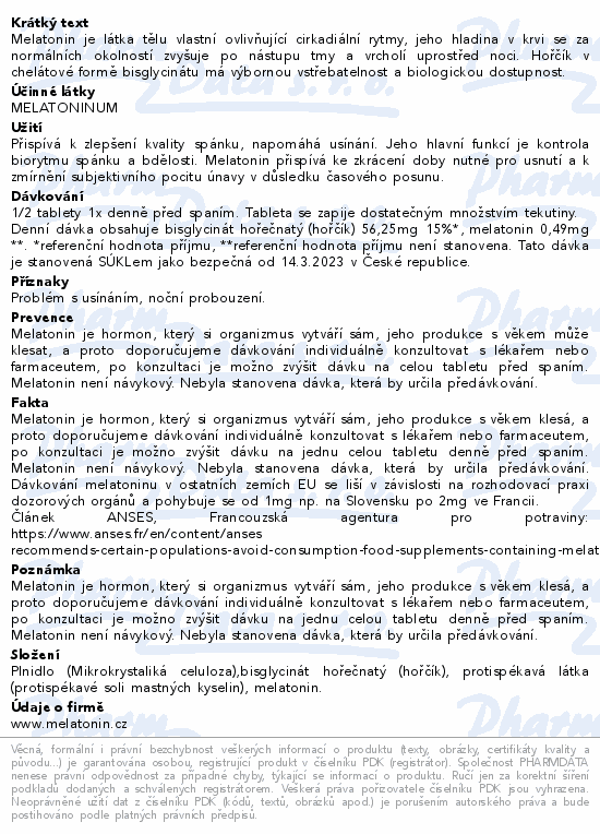 Melatonin Forte Magnesium chelát tbl.100