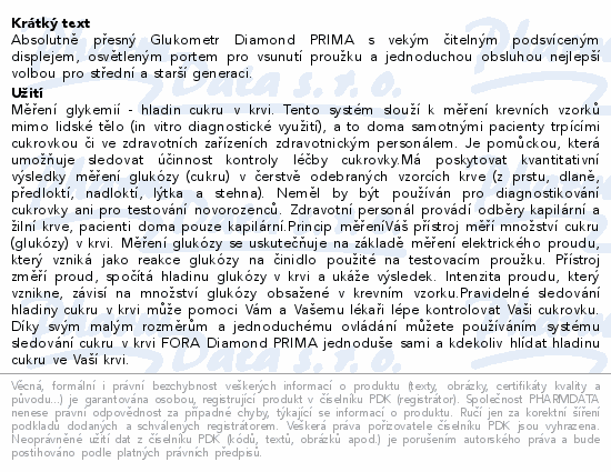 FORA Glukometr Diamond PRIMA červený
