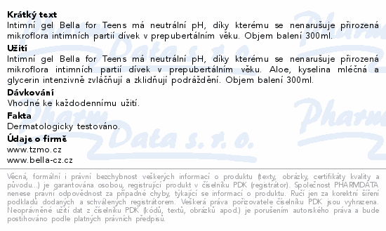 Bella for teens intimní mycí krém Sensitive 300ml