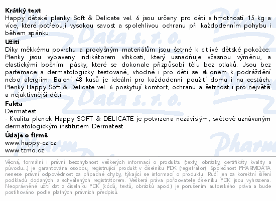 Happy Soft&Delicate 6 dětské pleny 15+kg 48ks