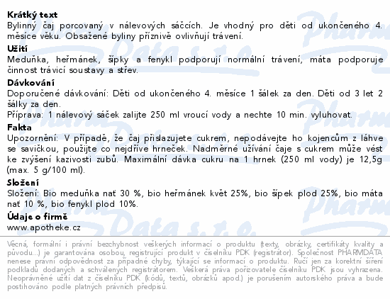 Pohádkový čaj Dobré trávení s fenyklem BIO 20x1.5g