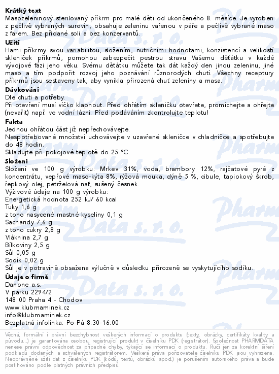 Hami Zelenina s dušeným vepřovým 200g 8m+