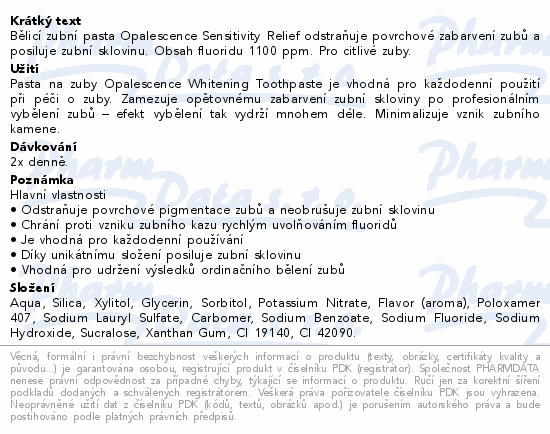 Opalescence běl.zub.pasta Sensitivity Relief 100ml