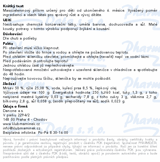 Hami Mrkev s kuřetem a rýží 125g 6m+