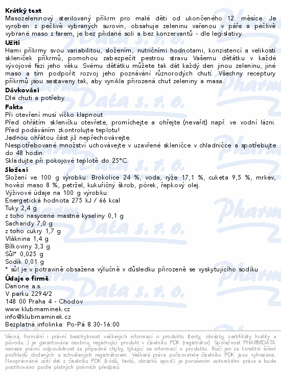 Hami Brokolice s hovězím rýží a cuketou 250g 12m+