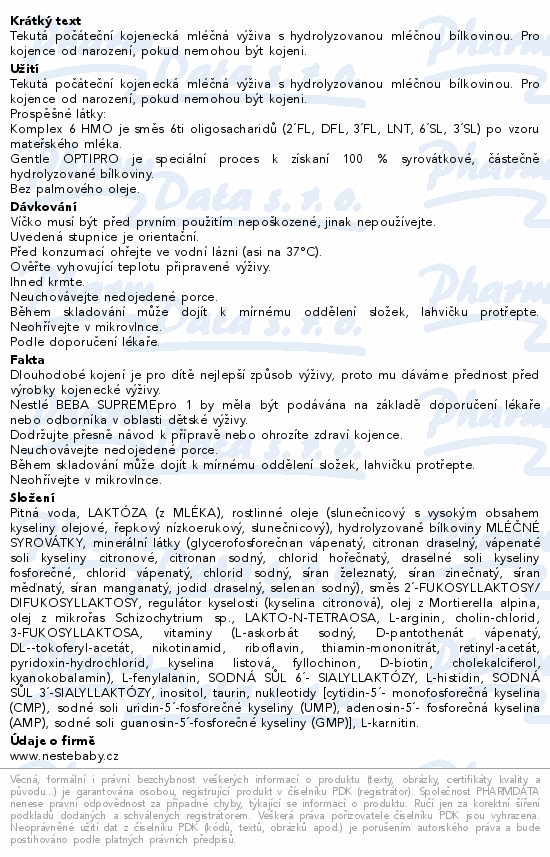 BEBA SUPREMEpro 1 6HMO počát.kojen.mléko 32x70ml
