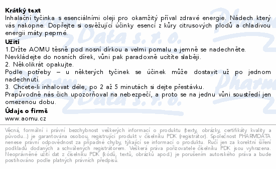 AOMU inhalační tyčinka s esenciálními oleji Energy